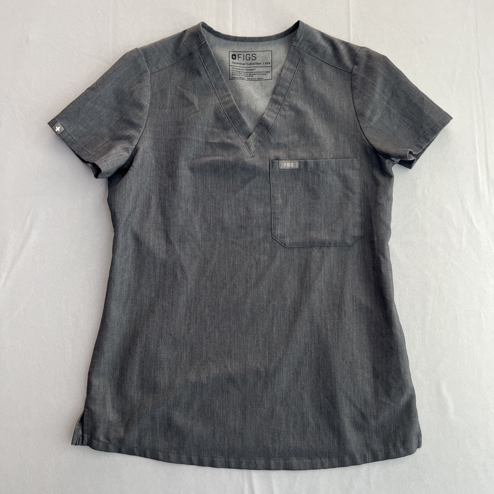FIGS Scrub Top‎ Women's Size XXS Catarina One Pocket Graphite Gray FW1000